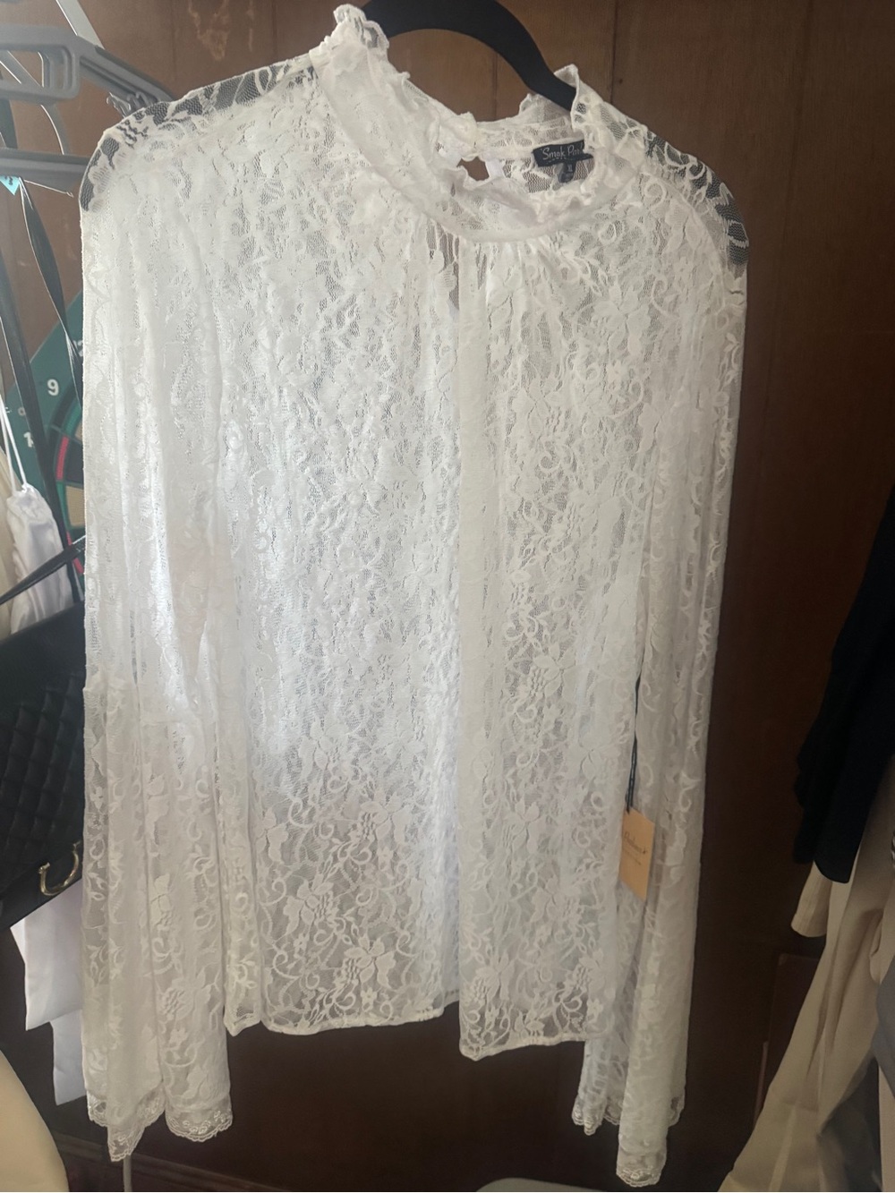 NWT White Lace Bell Long-Sleeve Victorian Blouse NWT